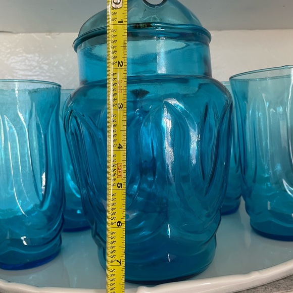 Aqua Blue Pitcher with 5 Cups - Picture 6 of 6